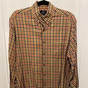 Brooks Brothers 346 Plaid Flannel Button Down Shirt Regular Fit Men Medium